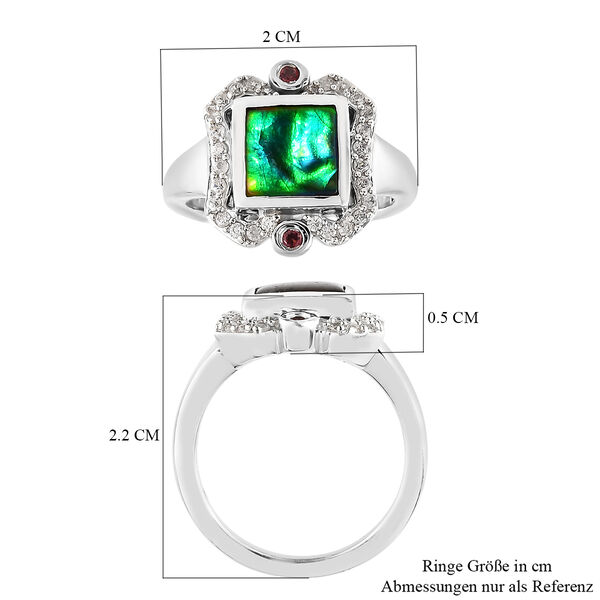 Ammolit, Zirkon und Rhodolith Granat Ring - 1,90 ct. image number 7