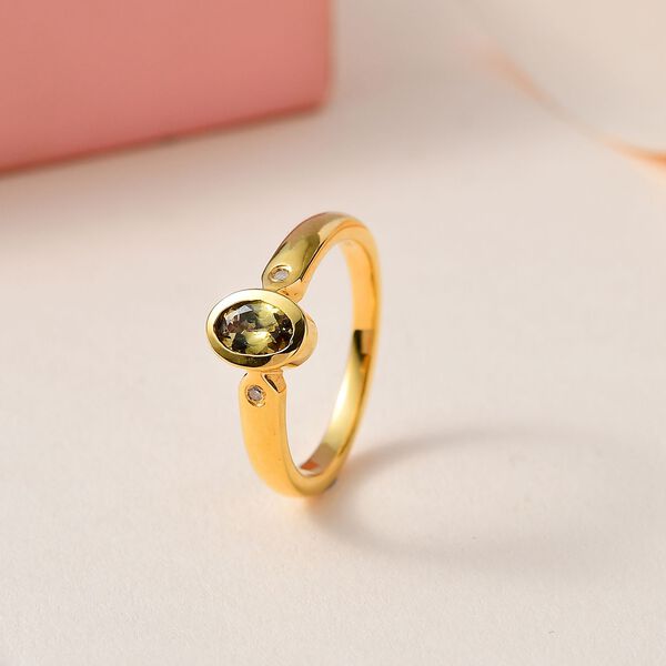 AA nat&uuml;rlicher, goldener Tansanit und Diamant Ring - 0,44 ct. image number 2