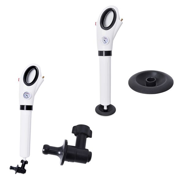 Manueller Druckluft-Abflussreiniger mit 4 Aufsätzen, für Toilettenabflüsse, Waschbecken im Bad & Spülbecken image number 2