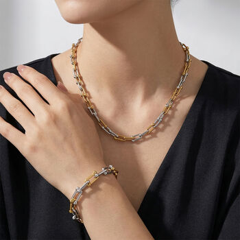 Zweifarbige 50+5cm Halskette und 18+3,5cm Armband