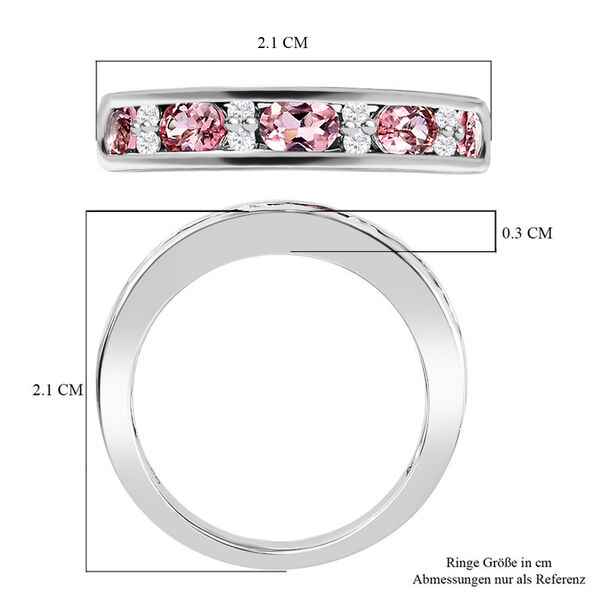 Rosa Turmalin und Zirkon Band Ring 925 Silber Platin-&Uuml;berzug image number 7