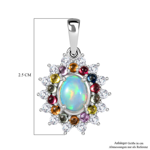 AA äthiopischer Welo Opal, Multi Saphir und Zirkon Ring und Anhänger image number 13