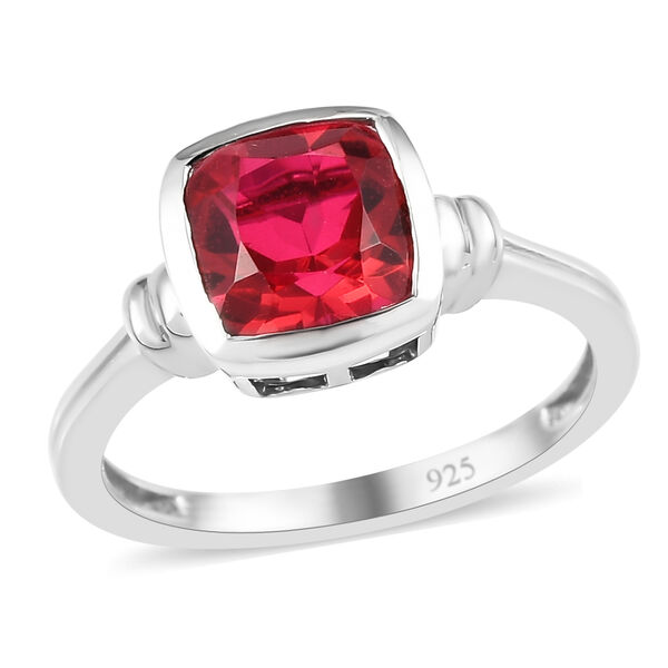 Rubelit-Triplett-Quarz Ring 925 Silber platiniert  ca. 1,68 ct image number 4