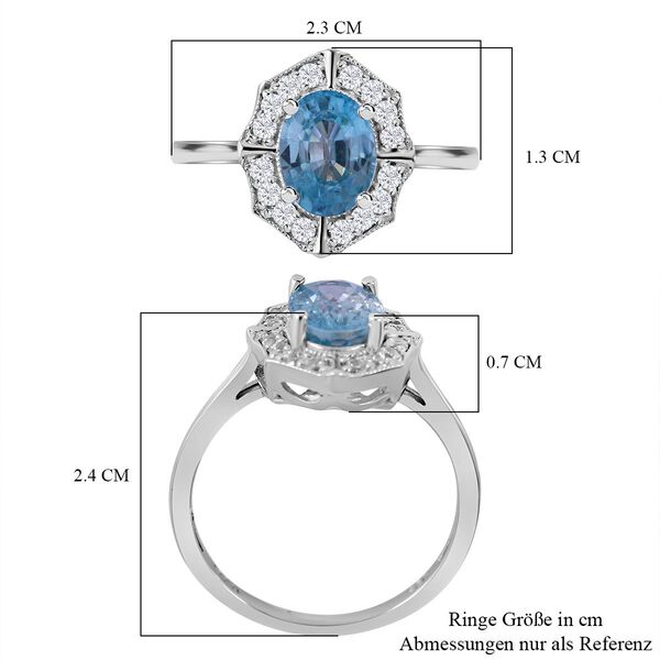AA Blauer Zirkon, Wei&szlig;er Zirkon Ring, 925 Silber rhodiniert, (Gr&ouml;&szlig;e 17.00) ca. 2.38 ct image number 4