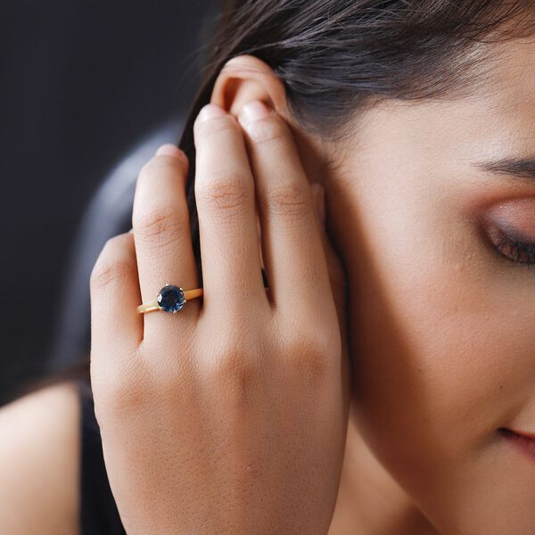 London Blautopas Ring, 925 Silber vergoldet, ca. 2.25 ct image number 3