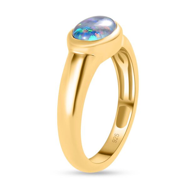 Boulder Opal Triplette Ring, 925 Silber vergoldet (Gr&ouml;&szlig;e 17.00) ca. 0.94 ct image number 5