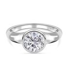 Moissanit Solitär Ring, 925 Silber platiniert, (Größe 17.00) ca. 1.18 ct