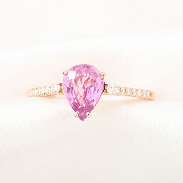 Iliana AAA Rosa Saphir, Wei&szlig;er Diamant IGI zertifiziert und gepr&uuml;ft Ring 750 Gold (Gr&ouml;&szlig;e 18.00) ca. 1.25 ct image number 1