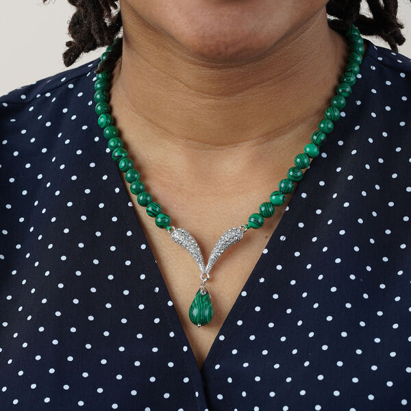 Erstellt Malachit, Weißer Österreichischer Kristall Halskette ca. 50 cm  ca. 29,00 ct image number 6