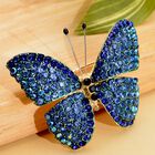 Blaue Kristall Schmetterlings-Brosche, goldfarben image number 1