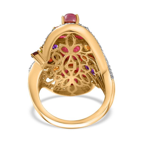 Mondlicht und Blüte - Djoy Maulbeer-Mondstein-Ring, 925 Silber 750 Gelbgold Vermeil (Größe 18.00) ca. 9.95 ct image number 5