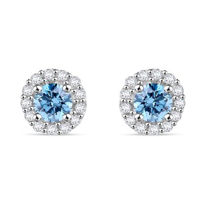 LUXURIANT DIAMOND - Lab Grown Blauer Diamant, Lab Grown Diamant SI-GH Ohrringe 925 Silber platiniert ca. 0.50 ct