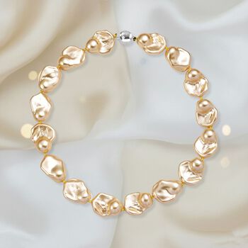 Goldene Fancy Muschelkernperle 50cm Halskette