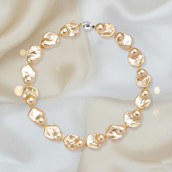 Goldene Fancy Muschelkernperle 50cm Halskette image number 2