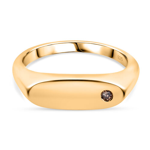 Natürlicher Champagner Diamant Herren Ring 925 Silber 585 Vergoldet image number 0