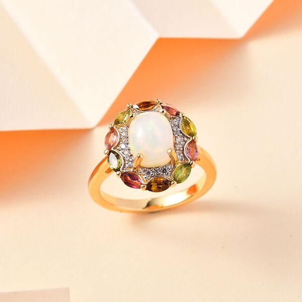 AA Natürlicher, äthiopischer Welo Opal, Multi-Turmalin und Zirkon Ring - 2,45 ct. image number 2