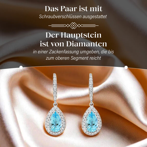Santa Maria Aquamarin und Diamant Ohrh&auml;nger in 585 Wei&szlig;gold - 2,05 ct. image number 2