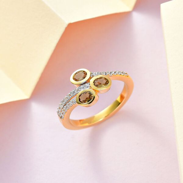 AA nat&uuml;rlicher, goldener Tansanit und Zirkon-Ring - 0,79 ct. image number 2