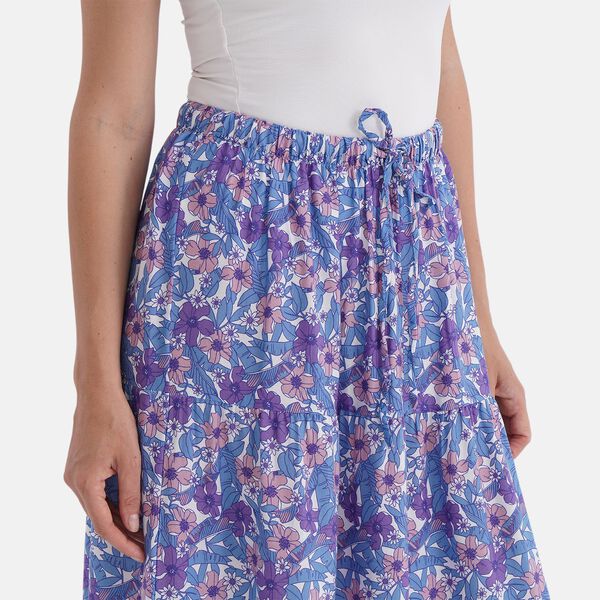 Maxirock mit Blumenprint, 90 cm, Weiß mit floralen Akzenten - Einheitsgröße, lila image number 5