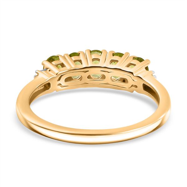 Peridot, Wei&szlig;er Diamant Ring 925 Silber vergoldet (Gr&ouml;&szlig;e 17.00) ca. 0,95 ct image number 6