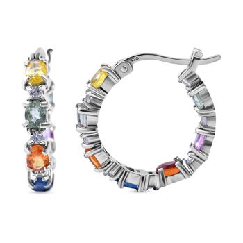 Mehrfarbige Saphir-Creolen, 925 Silber platiniert ca. 4.51 ct