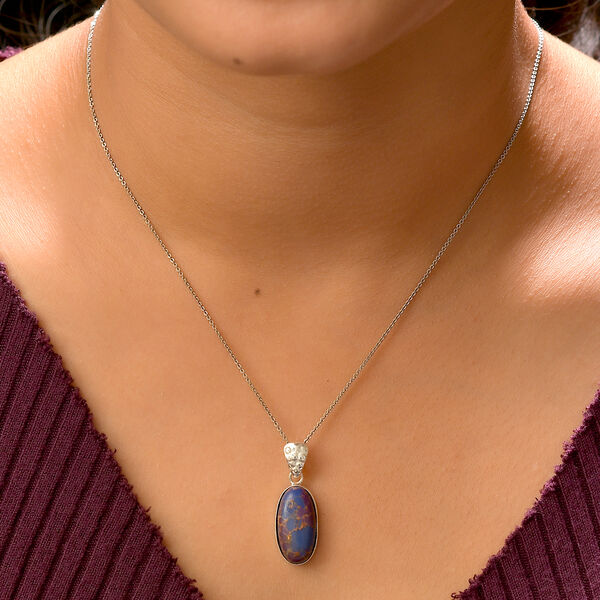 Lila Mojave-T&uuml;rkis Solit&auml;r-Anh&auml;nger in Silber, 7,63 ct. image number 3