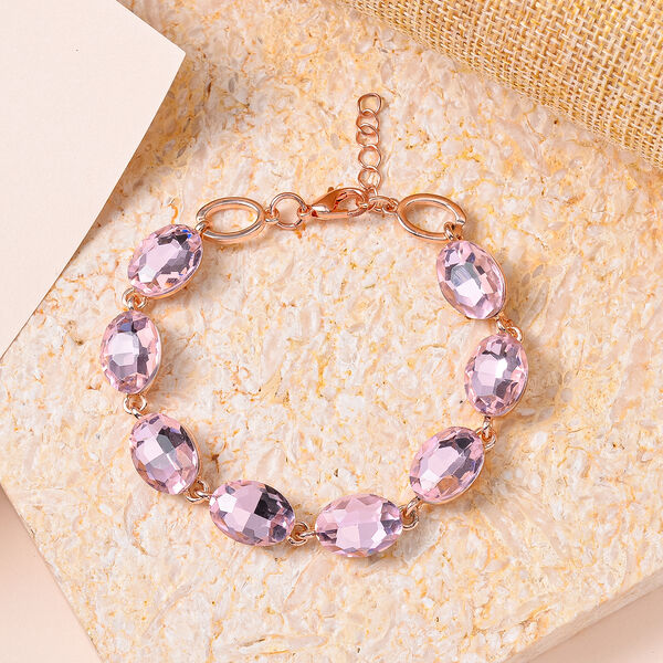 Rosa Kristall Armband, ca. 19 cm, rosefarben image number 2