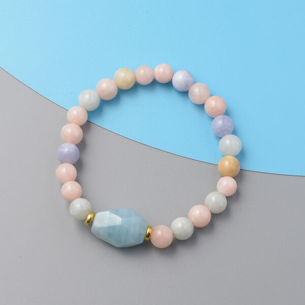 Flexibles Aquamarin und Beryll-Armband, 18 cm, goldfarben ca. 115,00 ct image number 2