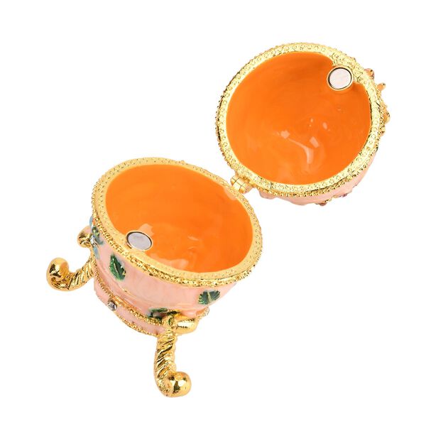 Handgemachte Ei-förmige Schmuckdose mit Bienen- und Blumenverzierung, magnetischer Verschluss, 4.5x7.5 cm, Rosa image number 5