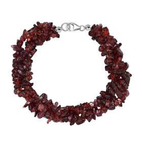 Roter Granat Armband ca. 19 cm 925 Silber rhodiniert ca. 160.00 ct