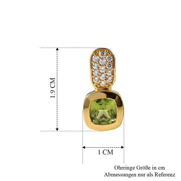 EVER TRUE AA Peridot, Wei&szlig;er Zirkon Ohrringe 950 Kupfer ca. 2,80 ct. image number 5