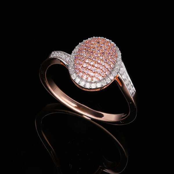 Natürlicher rosa und weißer Diamant Ring, 925 Silber Roségold Vermeil (Größe 18.00) ca. 0.50 ct image number 1