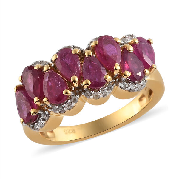 Afrikanischer Rubin und Zirkon-Ring, (Fissure gef&uuml;llt), 925 Silber vergoldet image number 4