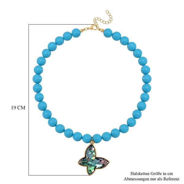 Sleeping Beauty türkisfarbene Muschelkernperlen und Abalone-Muschel Halskette, 45 cm - 330 ct. image number 5