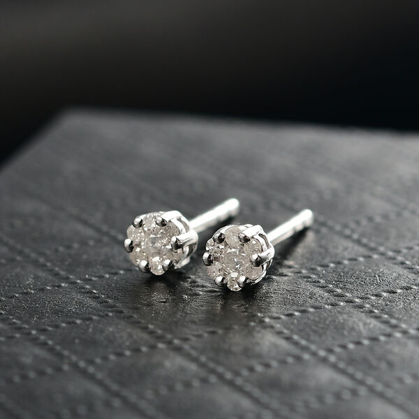 D'Joy Weißer Diamant Ohrringe 925 Silber rhodiniert ca. 0.14 ct image number 1