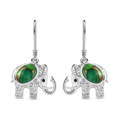 AAA grüne Mojave Türkis und schwarze Spinell-Ohrringe - 4,22 ct. image number 0
