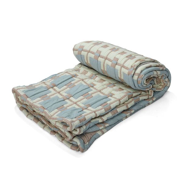 Luxus Jacquard Decke, fein gemustert, 2200 g Poly F&uuml;llung, 200 x 230 cm, Wei&szlig; Himmelblau image number 5