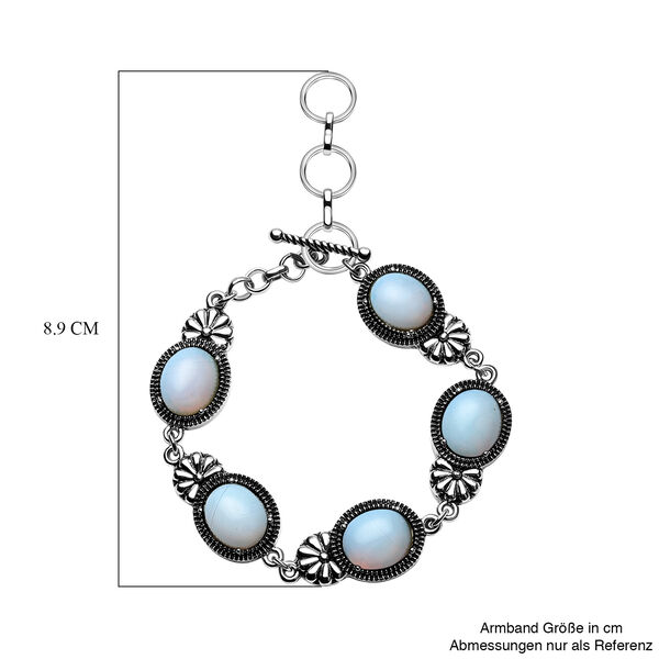 Opalith Armband, ca. 20 cm, silberfarben, schwarz oxidiert ca. 37,00 ct image number 2