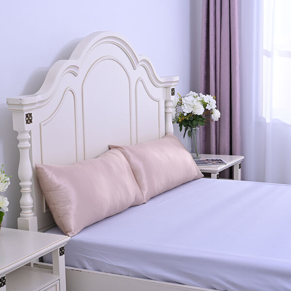 Serenity Night: 2er-Set Kissenbez&uuml;ge aus 100% Maulbeerseide, 40x80 cm, Ros&eacute;