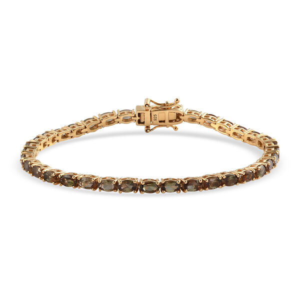 Nat&uuml;rlicher Jenipapo Andalusit Armband, ca. 19 cm 925 Silber vergoldet ca. 9,00 ct