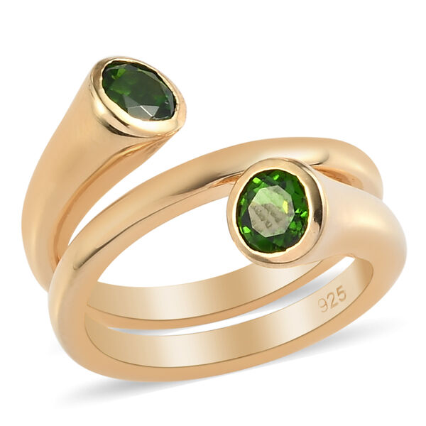 Nat&uuml;rlicher Chromdiopsid Ring 925 Silber vergoldet  ca. 0,98 ct image number 4