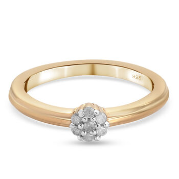 Diamant Ring 925 Silber vergoldet (Gr&ouml;&szlig;e 16.00) ca. 0,10 ct