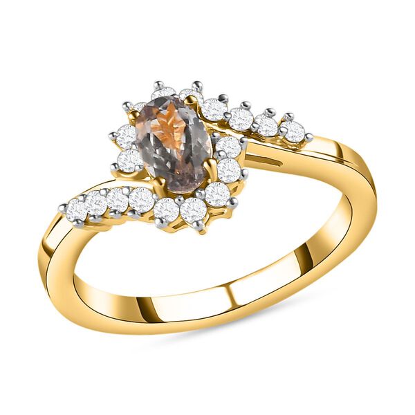 AAA Turkizit und wei&szlig;er Zirkon Ring, 925 Silber Gelbgold Vermeil  ca. 0,82 ct image number 4