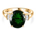 AAA Natürlicher Chromdiopsid, Weißer Diamant Ring 585 Gold (Größe 18.00) ca. 5.29 ct