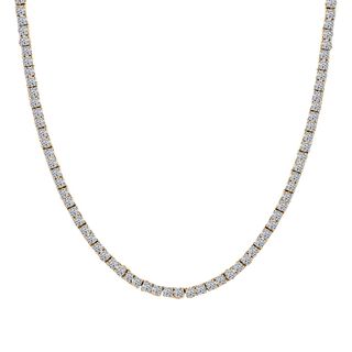 LUXURIANT DIAMANT - Lab Grown Diamant SI-GH SGL zertifiziert Halskette ca. 45 cm 925 Silber 750 Gelbgold Vermeil ca. 10.00 ct