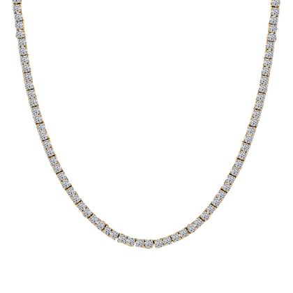LUXURIANT DIAMANT - Lab Grown Diamant SI-GH SGL zertifiziert Halskette ca. 45 cm 925 Silber 750 Gelbgold Vermeil ca. 10.00 ct