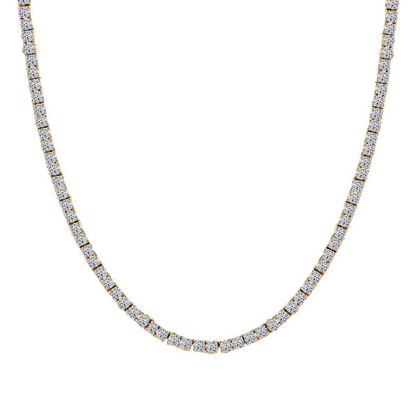 LUXURIANT SGL zertifizierte SI-GH Labor Diamant 45cm Halskette, 925 Silber 750 Gelbgold Vermeil - 10 ct.