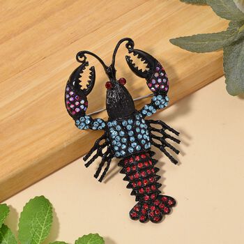 Mehrfarbige Kristall-Brosche, Hummer