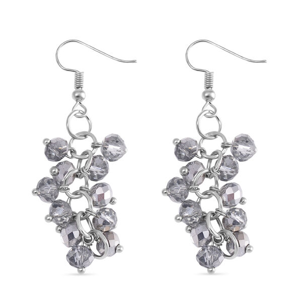 2er Set - Grau Kristall, Wei&szlig;er Kristall Halskette und Ohrringe image number 6