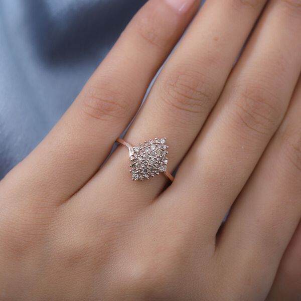 Champagner Diamant Ring 925 Silber Ros&eacute;gold Vermeil